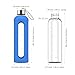 Glass Water Bottles with Times to Drink 32 Oz Water Bottle with Silicone Sleeve Motivational Water Bottle with Time Marker Waterbottle 1 Litre (Blue)