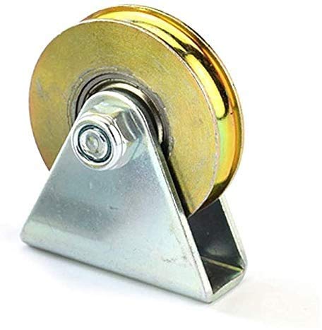 feedal 38mm U Groove Wheel Heavy Duty Rigid Steel Caster Wheel Barn Door Bearing Sliding Gate Roller Pulley Wheels with Bracket Working Capacity 100kg (U Groove)