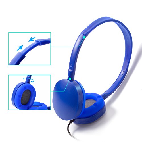Wholesale Bulk Headphone Earphone Earbud - Kaysent(KHP0-25DBlue) 25 Pack Wholesale Dark Blue Headphone for School, Classroom, Airplane, Hospiital, Students,Kids and Adults