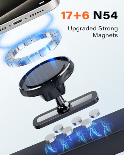 APPS2Car Soporte Magnético para Teléfono de Gimnasio, Base de Aleación y Rótula Metálica, Se Adhiere a Superficies Metálicas, Compatible con iPhone 12-17 y Android, Rotación 360°