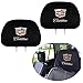 cargooghi Set of 2 for Cadillac Embroidered Black Gray Fabric Universal Headrest Cover Set (Cadillac)