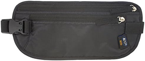 ALPSY Money Belt RFID Blocking Travel Wallet Passport Holder Waist Pouch, Black