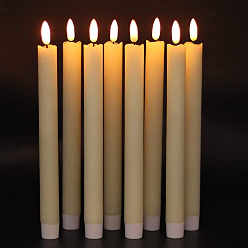 GenSwin Flameless Flickering Taper Candles with 2 Remote Controls and