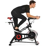 ANCHEER Indoor Cycling Bike Stationary, Quiet Smooth Belt Drive System Flywheel Exercise Bike with Heart Rate, LCD Monitor, Adjustable Seat and Handlebars & Base for Home Workout
