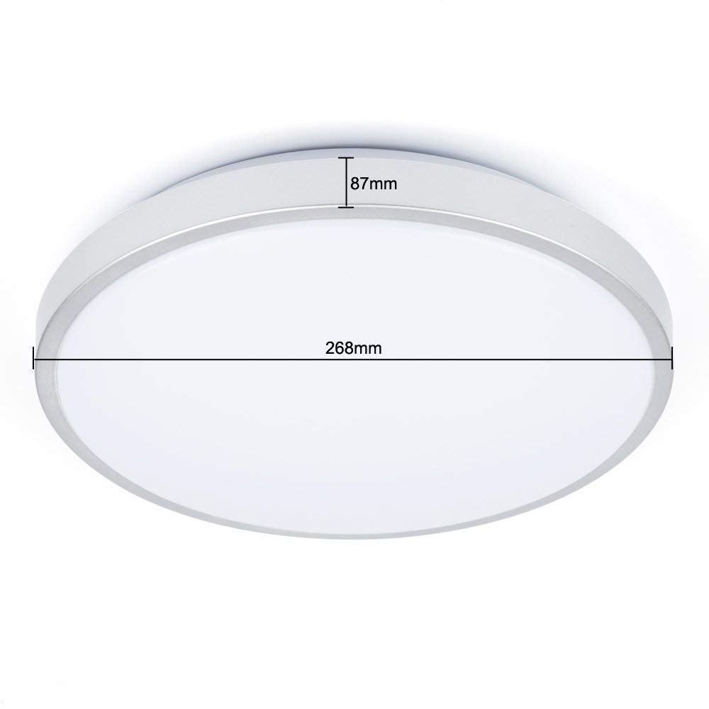  - Lámpara LED de techo Salón Lámpara bruñido redondo luz de aluminio moderna bajo Same útil iluminación, Níquel, 12w Farbwechsel 12.00W 264.00V