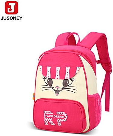 Kids Backpacks Cartoon Smile Lovely Shoulders Bag for Girl and Boy Canvas Cloth Books,Pen Children's Handbags Hat Shaped Travel Bags for Kids (rose red)