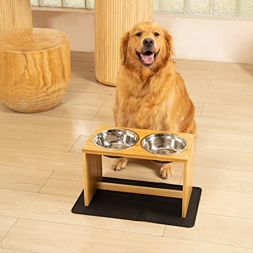 Yangbaga Elevated Dog Bowls, Raised Dog Feeding Station with 2 Bowls
