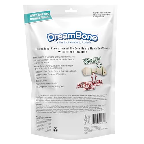 DREAMBONE DENTAL DOG CHEWS, RAWHIDE FREE DENTAL TREATS FOR DOGS, HELPS REDUCE TARTAR AND FRESHENS BREATH, 16 COUNT