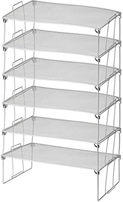 Ybm Home Stackable Mesh Shelf Silver Multipurpose Storage Rack