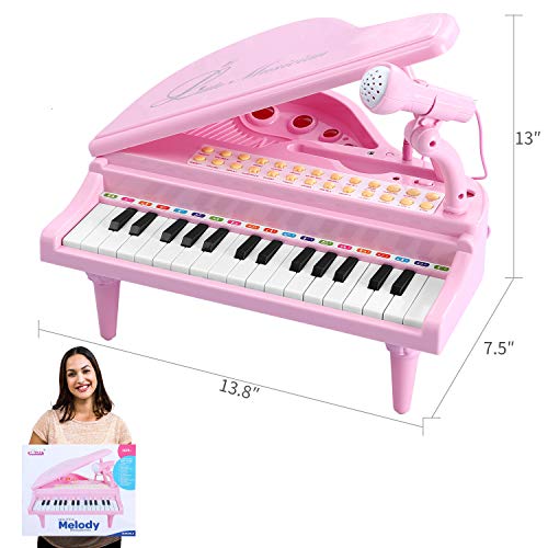 BAOLI Piano Keyboard Birthday Gift Toddler Multi Functional Electronic Instrument - Musical Toy with Microphone 31 Keys (Pink, Medium) - Thumbnail 6