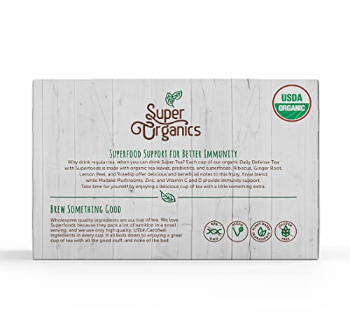 SUPER ORGANICS DAILY DEFENSE TEA (ORGANIC) WITH SUPERFOODS AND PROBIOTICS (KEURIG K-CUP COMPATIBLE) 10CT SINGLE SERVE CUPS