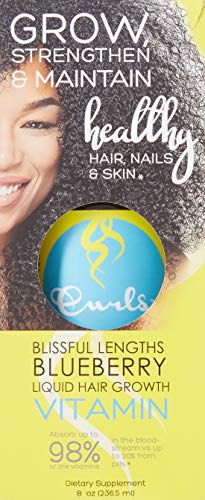 CURLS BLUEBERRY BLISS BLISSFUL LENGTHS LIQUID HAIR GROWTH VITAMIN – GROW, STRENGTHEN AND MAINTAIN HEALTHY HAIR, NAILS & SKIN – WAVY, CURLY, AND COILY HAIR-8OZ