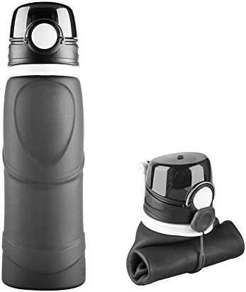Street Tribe Sports Water Bottle ,Silicone Water Bottle, Collapsible , Food-Grade,750ml …(black)