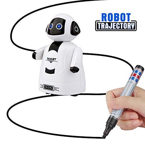 Betheaces Mini Inductive Robot Kids Magic Pen Boys Girls Birthday Gift Toddler Smart Educational Toys with Eye LED Light Intelligent Novelty Robotics Kit Batteries Included-1 Piece (White)