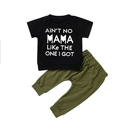 Mikrdoo Baby Boy Girl Clothing Set Letters Printed Black T-Shirts Tops + Solid Pants 2 Pcs Bebe Outfits Kids Costumes