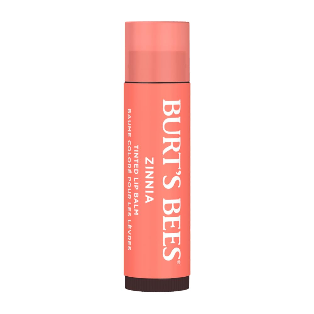 Burt's Bees 100% Natural Moisturising Tinted Lip Balm, Zinnia with Shea Butter and Botanical Waxes, 4.25g