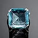 SZJINAO Sterling Sliver Rings Vintage Synthetic Blue Topaz Big Stone Rings for Women Silver Jewelry Wedding Gift