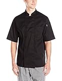 Chef Code Men's Short Sleeve Unisex Cool Breeze Chef Coats, Black, Medium