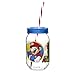 Zak! Designs Tritan Mason Jar Tumbler with Screw-on Lid and Straw featuring Mario Bros. Graphics, Break-resistant and BPA-free Plastic, 19 oz.