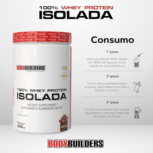 Whey Protein 100% Isolada Chocolate 900g - Bodybuilders