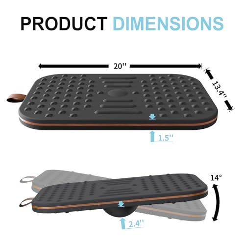 Balance Board, 360 Degree Wobble Balance Board for Adults, 2-in-1 Double-Sided Anti-Fatigue Mat & Stability Trainer for Standing Desk, Home Fitness or Office, Premium Faux Leather & Solid Wood