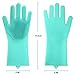 Magic Silicone Dishwashing Gloves with Scrubber (green)