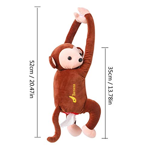 Creative Tissue Box Cute Monkey Toy Paper Facial Tissue Box Cover Holder Napkin Box Paper Storage Box for Car Bathroom Vanity Countertops Bedroom Dressers Night Stands Desks and Tables