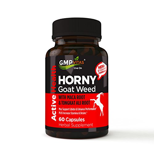 Natural Horny Goat Weed Extract For Men & Women - Herbal Complex Blend Supplement 100% Maca Root and Tongkat Ali Powder - 1000mg Epimedium & 10mg Icariins per Serving 60 Capsules