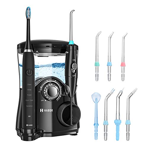 Habor Water Flosser 600ml Oral Irrigator & Electric Toothbrush with 7 Multifunctional Jet Tips & 2 toothbrush heads, 2 Min Timer Electric Dental Flosser, Quiet Design Family - Thumbnail 7