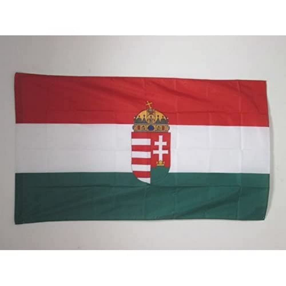 AZ FLAG - Hungary coat of arms Flag - 3x5 Ft - Hungarian Banner with Sleeve - 100% Polyester - Fade Resistant - Vivid Colors - 3' x 5' Feet - 150x90 Cm