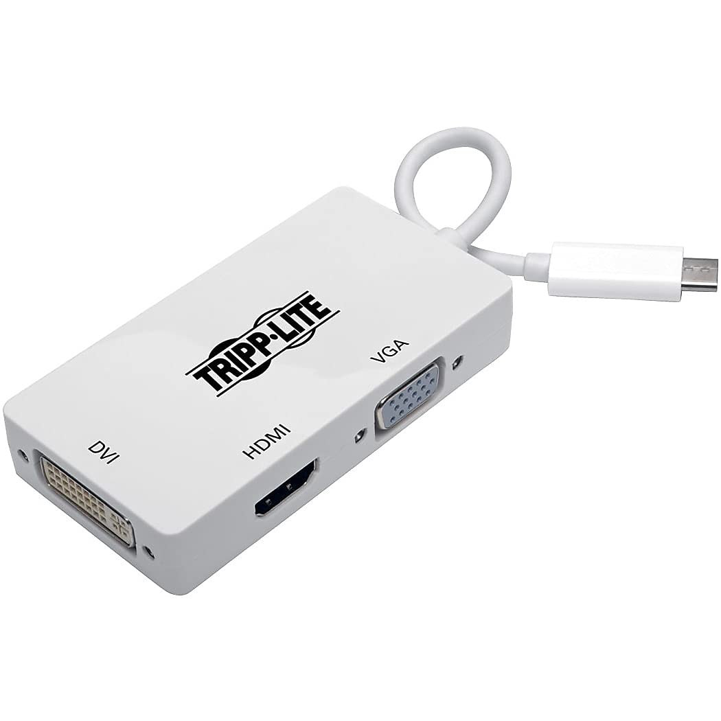 Tripp Lite USB-C to HDMI / DVI / VGA Multiport Adapter 4K USB Type C to HDMI (M/3xF), White (U444-06N-HDV4K)