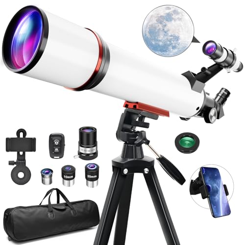Children's Adult Astronomical Telescope, 90mm Aperture, 700mm Telescopes, 300X HD Portable Astronomical Refractor Telescope with Tripod, Lunar Filter, Researcher, Suitable as a Christmas Gift