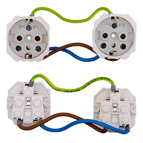 ALING-CONEL 2-fach Aufputz Schutzkontakt Steckdose mit Klappdeckel 16A/250V~ / IP44 (verdrahtet) - Weiß (10er Set) – Bild 4