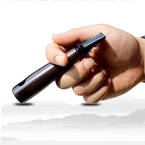 Cigars to Smoke Wooden Tobacco Smoking Pipe Sandalwood Pipe Filters Mini Pipe 9 mm Filter Wooden Smoking Pipe Black Smooth Hand Made with Base Bracket (Color : A)