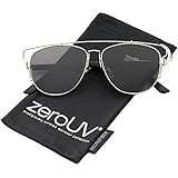 zeroUV - Modern Fashion Full Metal Crossbar Technologic Flat Lens Aviator Sunglasses 54mm