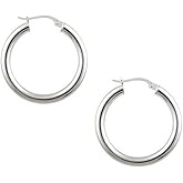 Small .925 Sterling Silver Round Circle Hoop Earrings 22mm 0.85"