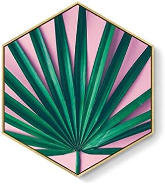 MINRAN DECOR Hexagon, Nordic, green plants Art Print Poster Canvas Painting Wall Pictures Home Decor - PS71222, 4, 30 * 36cm