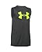 Under Armour Boys' Big Logo Sleeveless T-Shirt, Carbon Heather (090)/Fuel Green, Youth Large