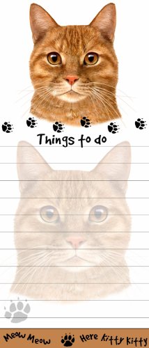 "Tabby Cat Magnetic List Pads" Uniquely Shaped Sticky Notepad Measures 8.5 by 3.5 Inches