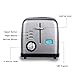 TILON 2 Slice Kitchen Stainless Steel Toaster with Bagel Defrost and 6 Shade Settings Extra Wide Slot/Removable Crumb Tray/Blue LCD Timer Display
