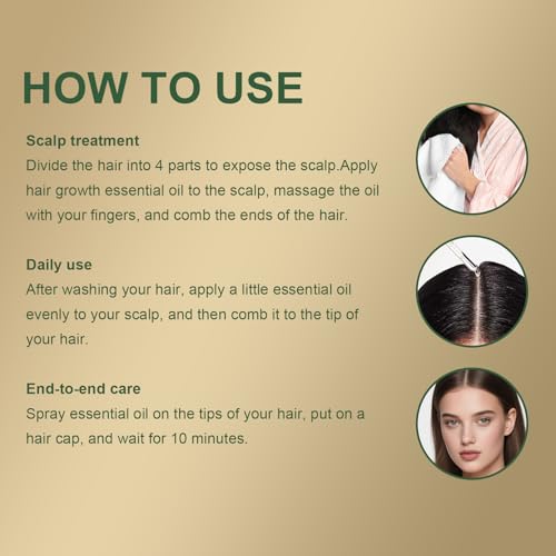 60ml Rosemary Oil for Hair, Hair Growth Oil, Scalp Care Oil, Stimulates Growth for Women and Men, Green