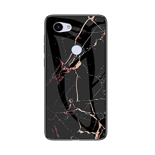SHIEID Case for Google Pixel 3a Case,Marble Clear Tempered Glass Case Soft Silicone Phone Cover Case Compatible for Case for Google Pixel 3a-Black gold