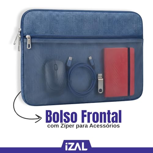 Pasta para Notebook, Tablet, Laptop de 13”, 14” e 15.6” | Bolso Frontal, Proteção Anti Queda, Leve | Capa ideal para Trabalho, Faculdade e Viagem | Cor Preto