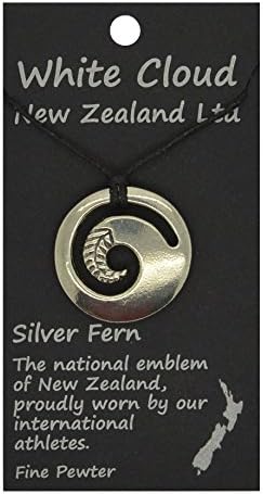 Handmade New Zealand Koru Fern Pewter Pendant on Waxed Cord