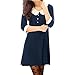 Allegra K Women Peter Pan Collar 3/4 Sleeve Casual Short Shift Dress