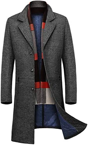 CHARTOU Men's Thermal Single Breasted Wool Blend Coat Business