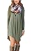 POSESHE Women's Long Sleeve V-Neck Casual Loose Fit T-Shirt Dress Army Green Large