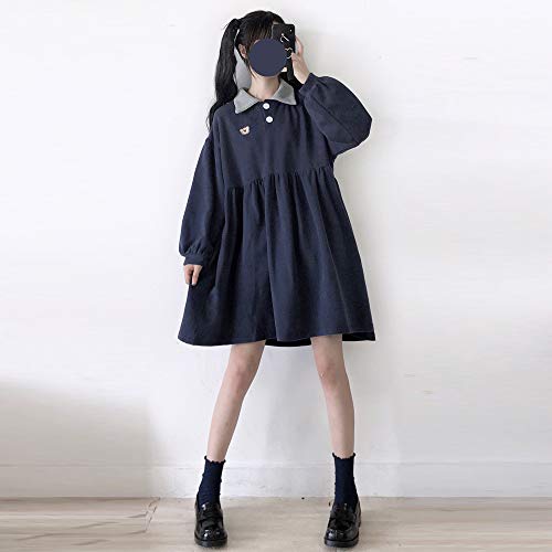 Packitcute-Ragazze-Ragazze-Carino-Vestito-Manica-Lunga-Lolita-Casual-Plus-Size-Comodi-A-Line-Abiti