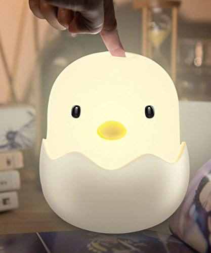 ashow Cute Night Lights for Kids, Chick Egg Night Light with Tumbler Design, Baby Bedside Lamp, Safe ABS+Silicone, Adjustable Brightness and Rechargeable, 300 hours Runtime, Touch Control(warm light)
