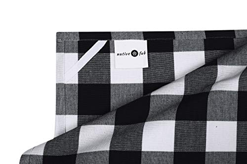 Native Fab 100% Cotton Kitchen Dish Towels 16x26 Set of 6 - Absorbent Tea Towels, Dish Cloths, Restaurant Cleaning Towels, Gingham Check Buffalo Plaid Kitchen Towels with Hanging Loop, Black White - Thumbnail 2